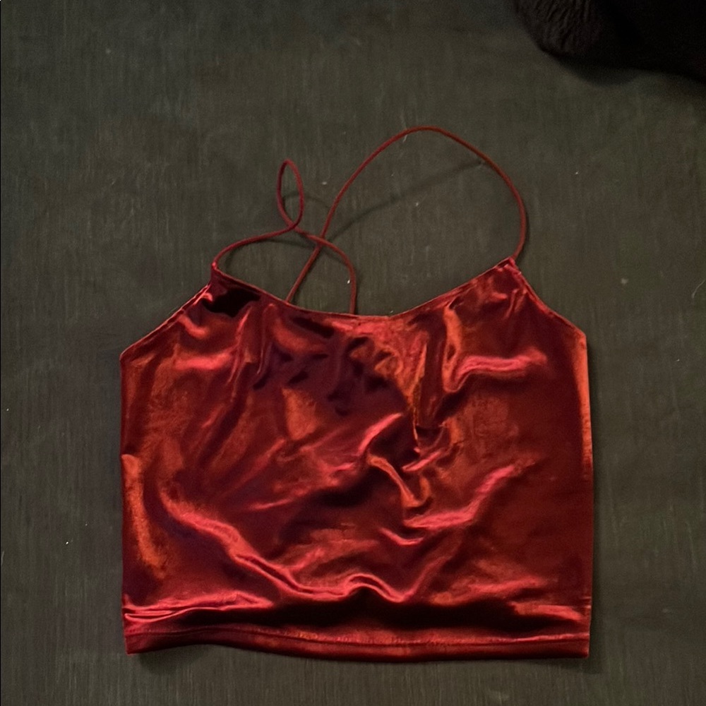 Elegant Velvet Red Cami Top